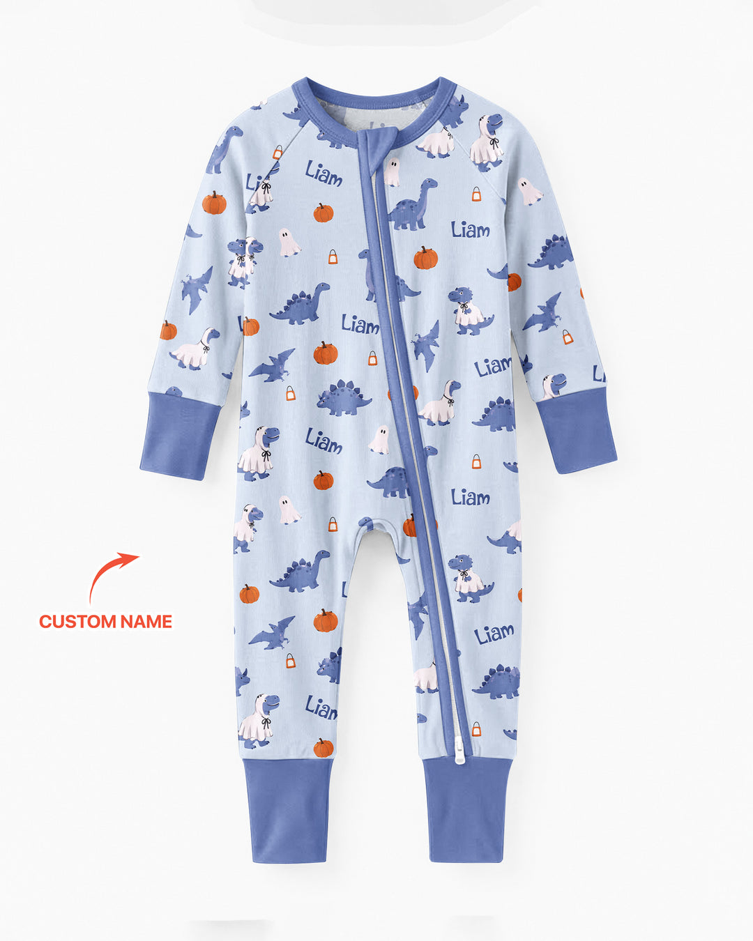 Custom Name Spooky Dinosaur Halloween - Personalized Bamboo Convertible Zippy
