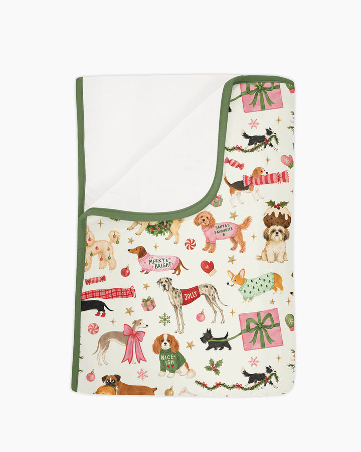 Festive Dog Merry Woofmas Bamboo Blanket
