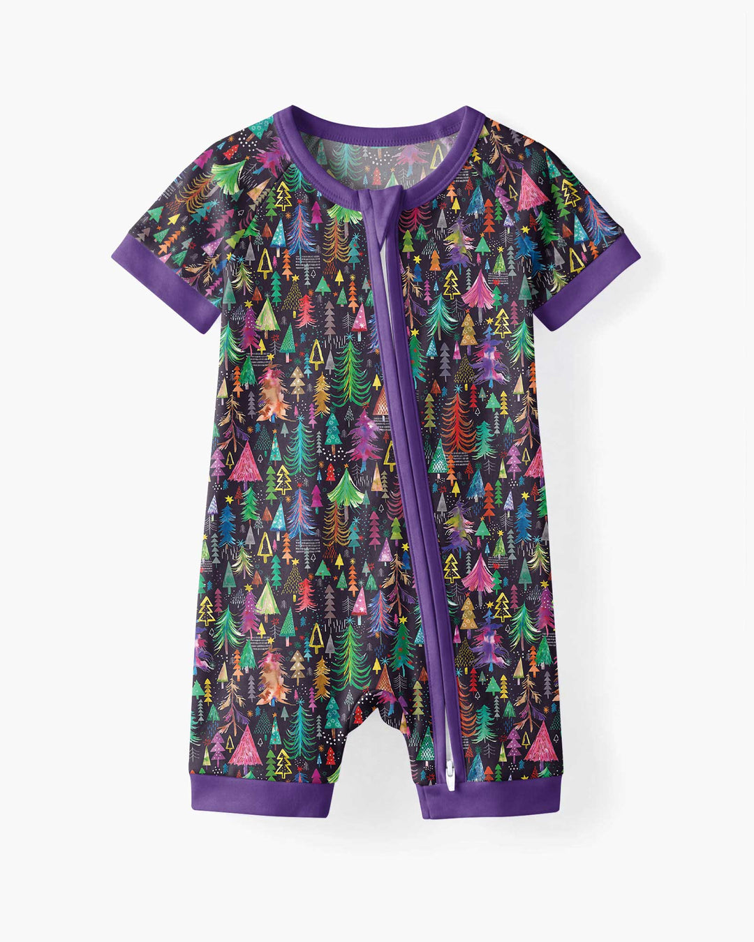 Christmas Holiday Colorful Trees Bamboo Shorty Zippy