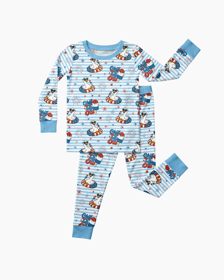 Zweiteiliges Langarm-Pyjama-Set mit Sommerfrüchten