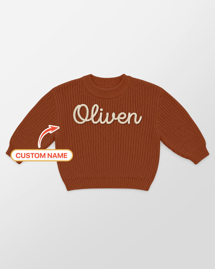 Embroidered Baby Name Bamboo Knit Sweater Bubble