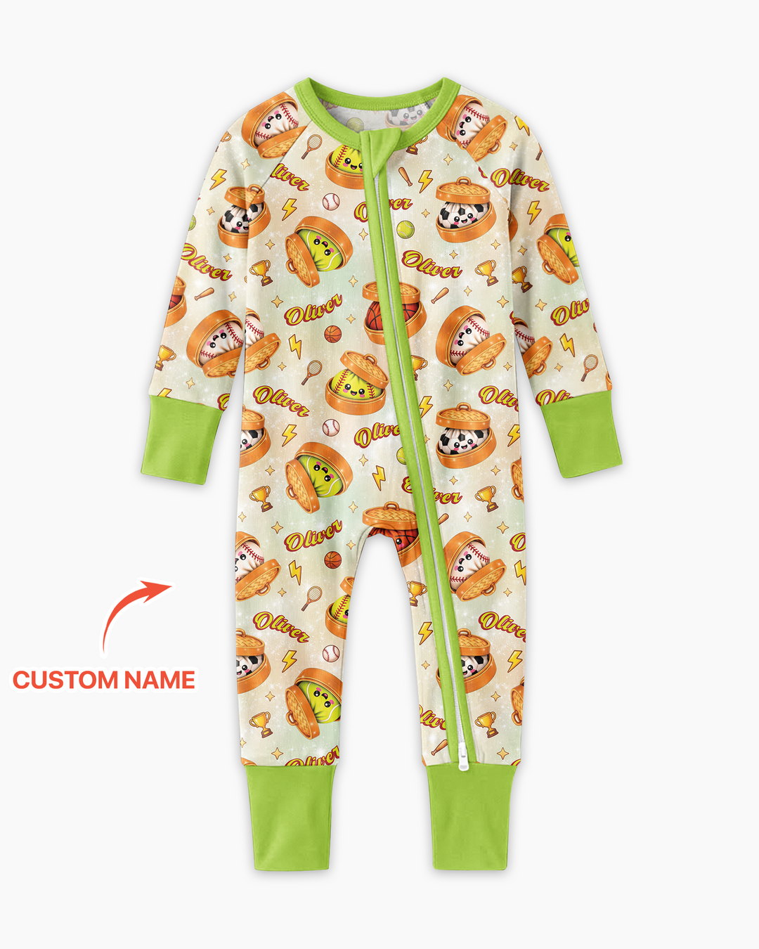 Custom Name Sports Dumpling Bamboo Convertible Zippy