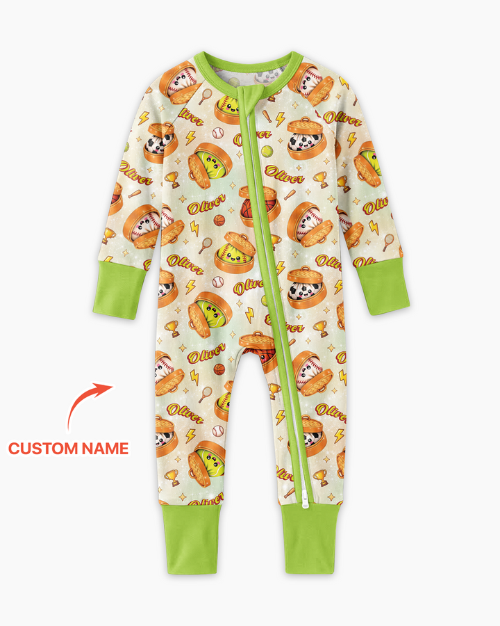 Custom Name Sports Dumpling Bamboo Convertible Zippy