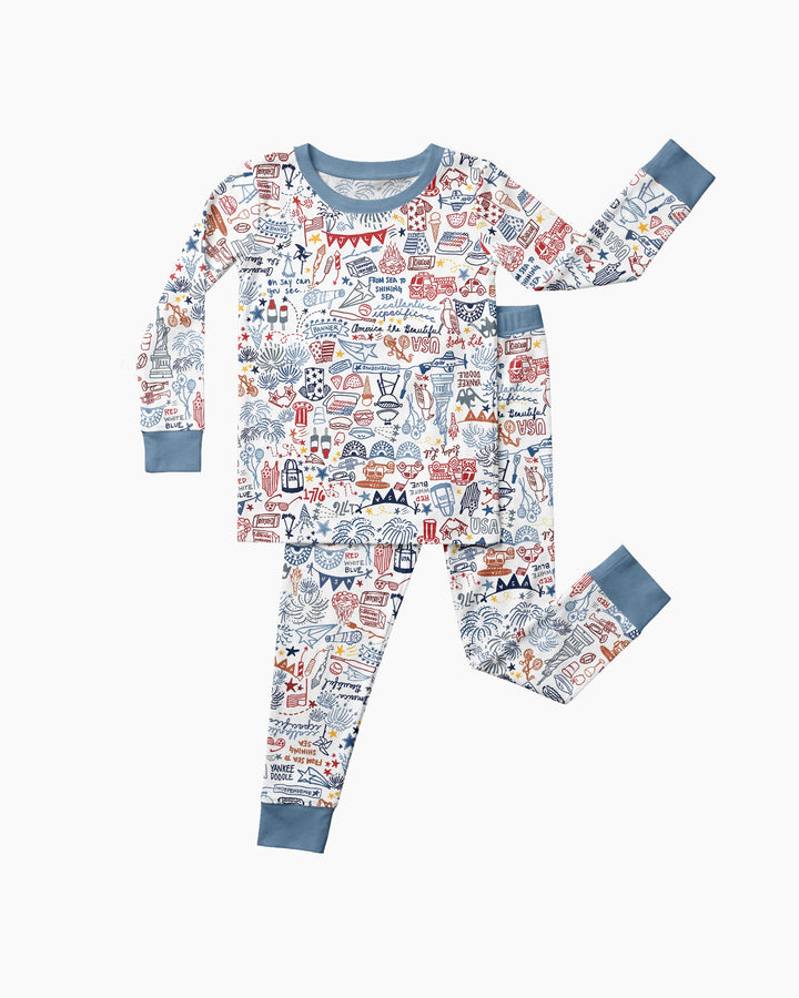 Zweiteiliges Langarm-Pyjama-Set mit Sommerfrüchten