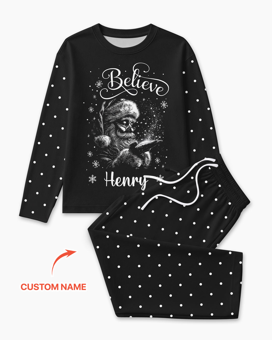 Custom Name Vintage Believe Santa Bamboo Men's Pajama Set