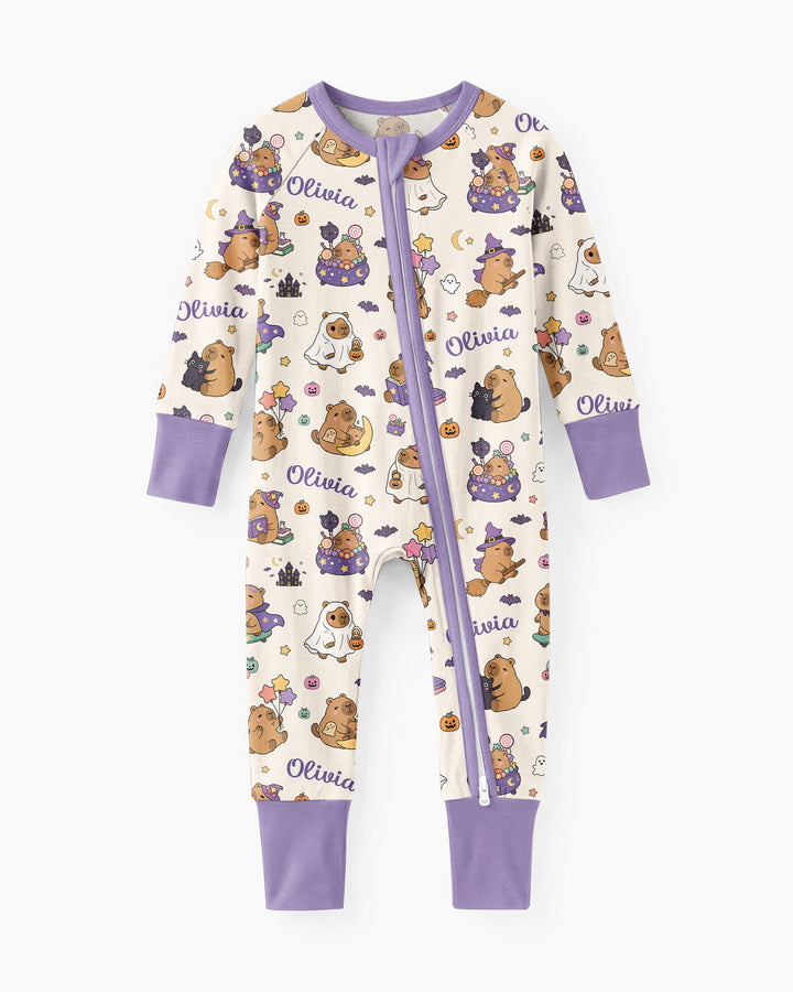 Custom Name Kawaii Halloween Capybara Bamboo Convertible Zippy