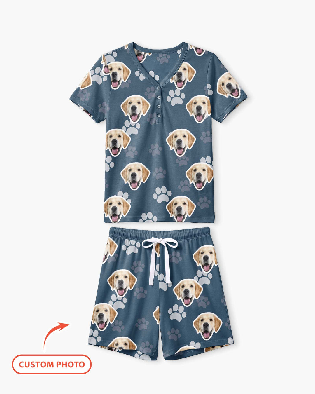 Personalized Dog & Cat Photo Bamboo Women Short Sleeve Short Pajama Set