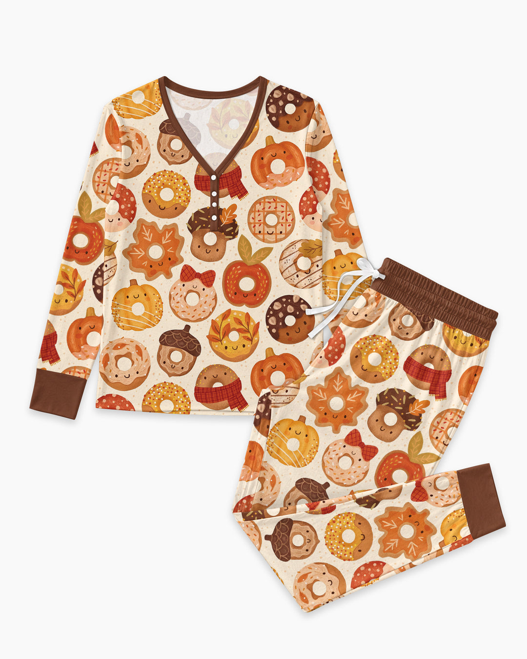 Cute Autumn Donut Bamboo Women Pajama Set