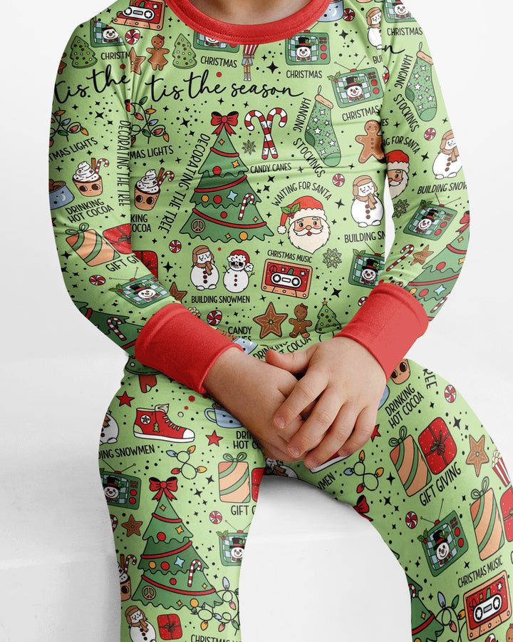 Christmas lights Bamboo Two Piece Long Sleeve Pajama Set