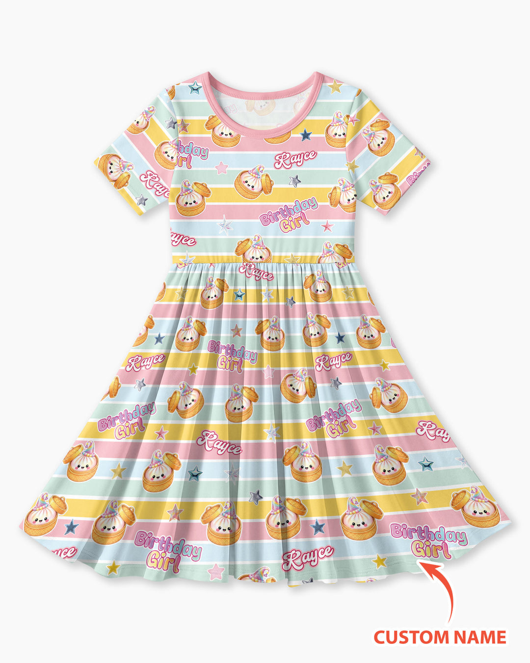 Custom Dumpling Birthday Girl Bamboo Twirl Dress