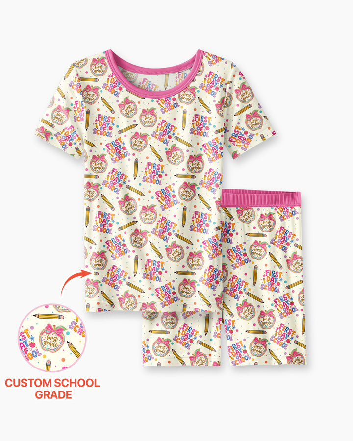 Schlafanzug-Set zweiteilig, kurze Ärmel, kurze Hose, Bambus