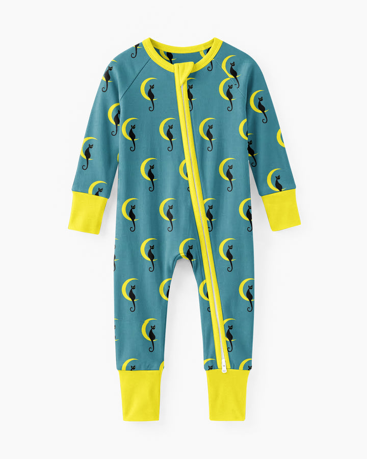 Black Cat Crescent Moon Celestial Night Bamboo Convertible Zippy