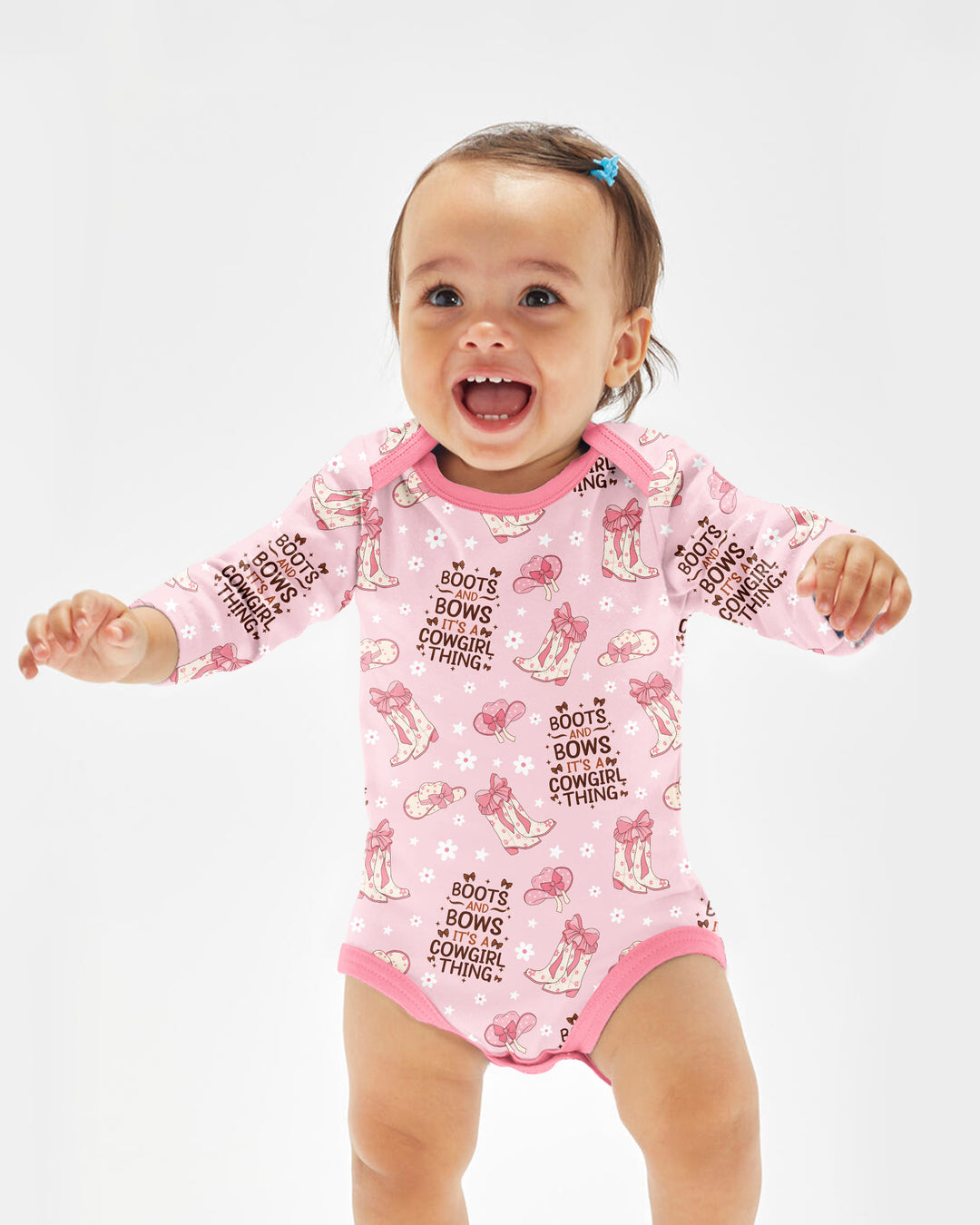 Western Cowgirl Boots And Bows Bamboo Bodysuit