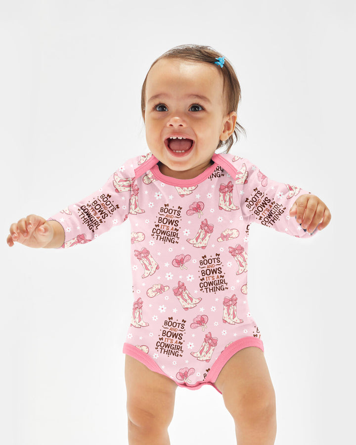 Western Cowgirl Boots And Bows Bamboo Bodysuit