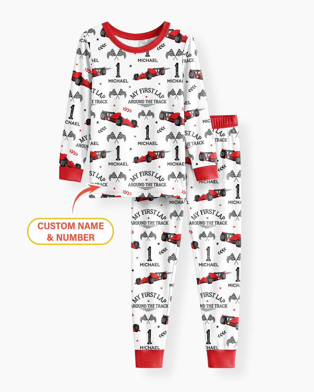 Custom Birthday My First Lap Around The Track Bamboo Two Piece Long Sleeve Pajama Set