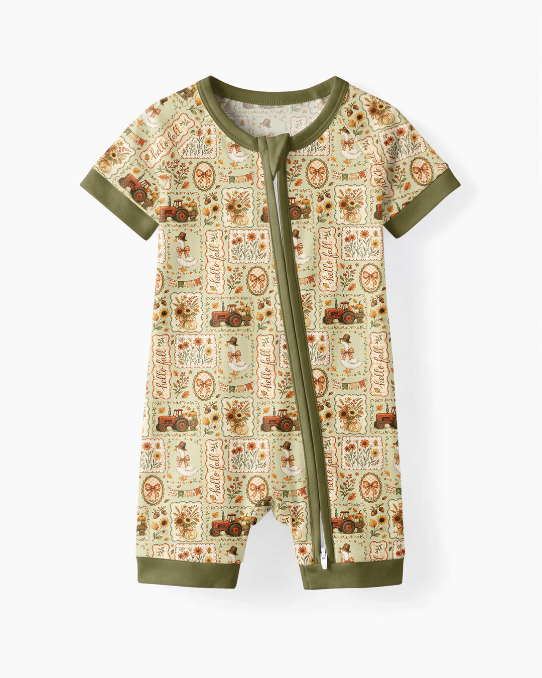 Farmhouse Fall Goose Family Matching Bamboo Shorty Zippy