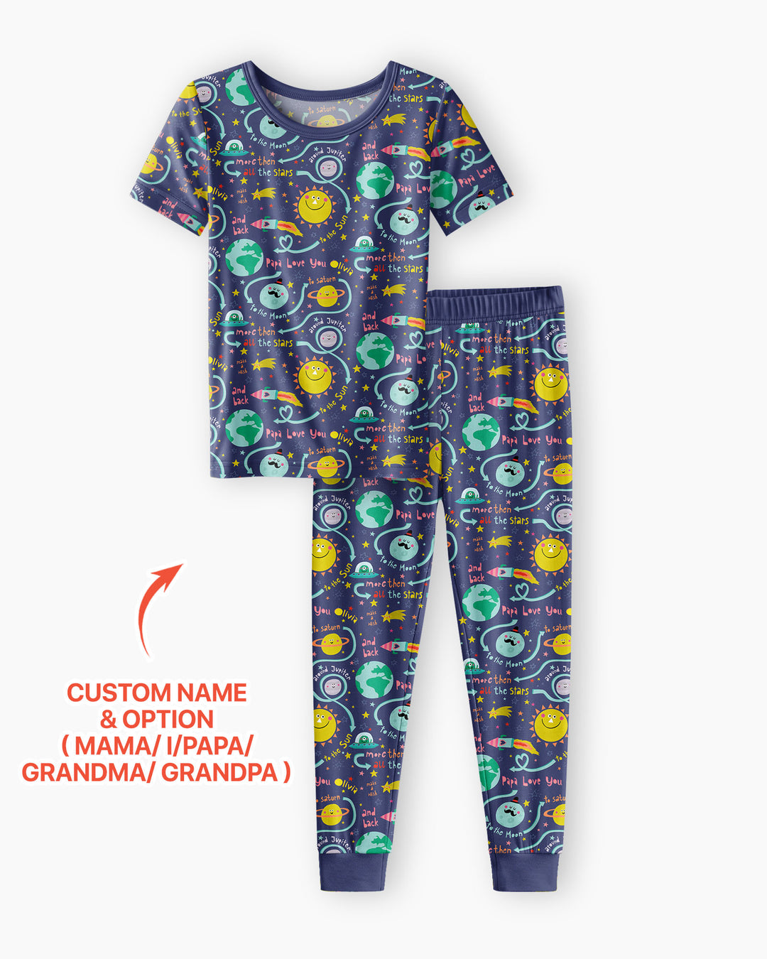 Love to the Moon and Back  Bamboo Two Piece Short Sleeve Pajama Set