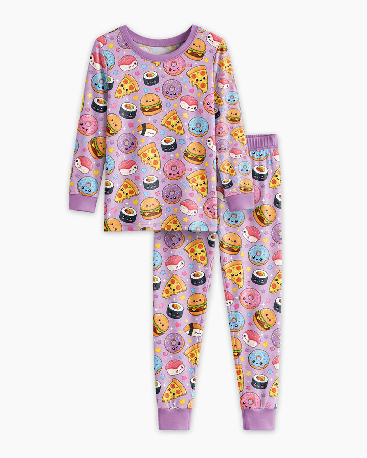 Zweiteiliges Langarm-Pyjama-Set mit Sommerfrüchten