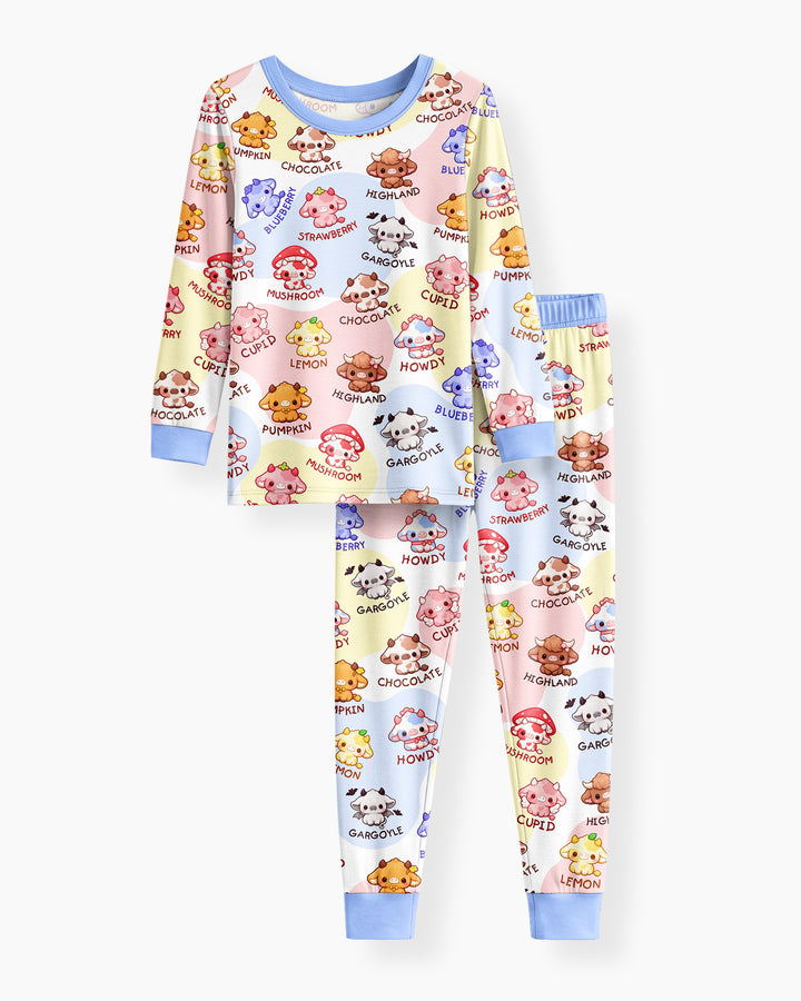 Kawaii Cow Bamboo Two Piece Long Sleeve Pajama Set