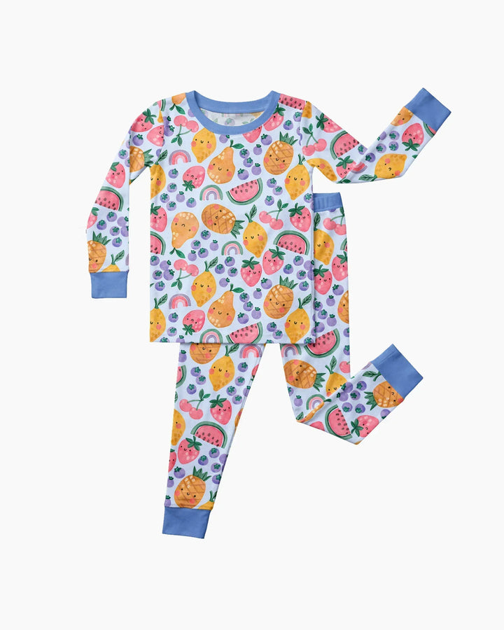 Zweiteiliges Langarm-Pyjama-Set mit Sommerfrüchten