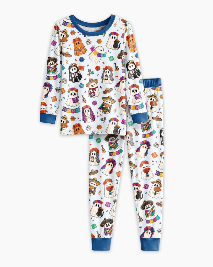 Dia De Los Muertos Mexican Ghost Bamboo Two Piece Long Sleeve Pajama Set