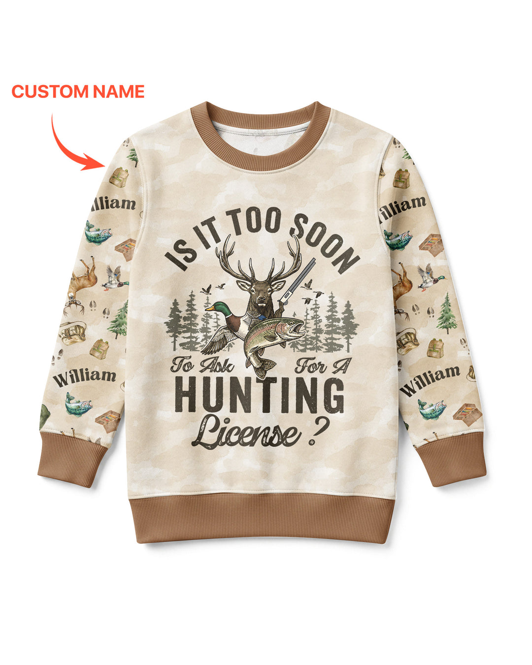 Personalized Funny Hunting Bamboo Crewneck Sweatshirt