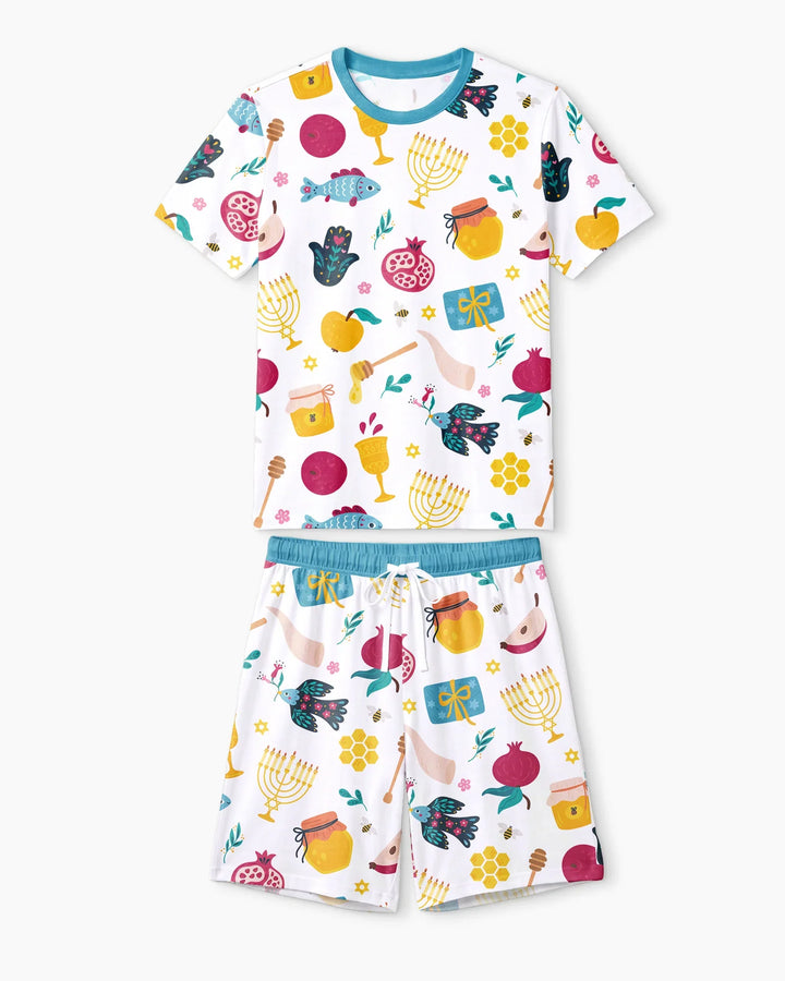 Shanah Tovah Party Men Short Sleeve Short Pajama Set
