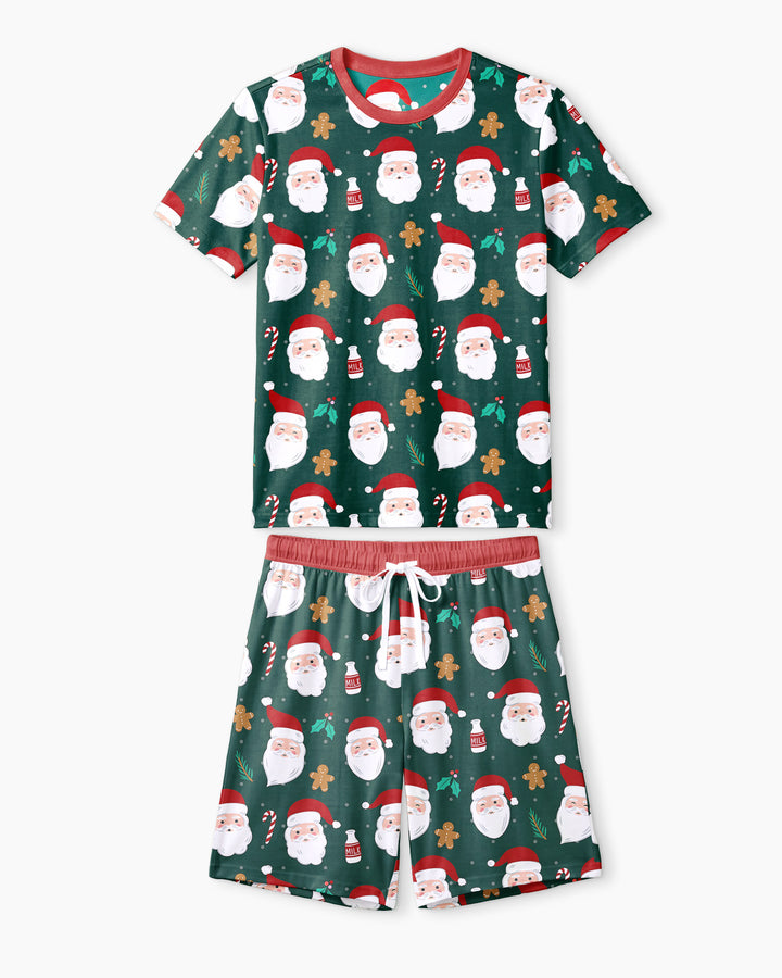 Christmas Sweet Santa Bamboo Men Short Sleeve Short Pajama Set