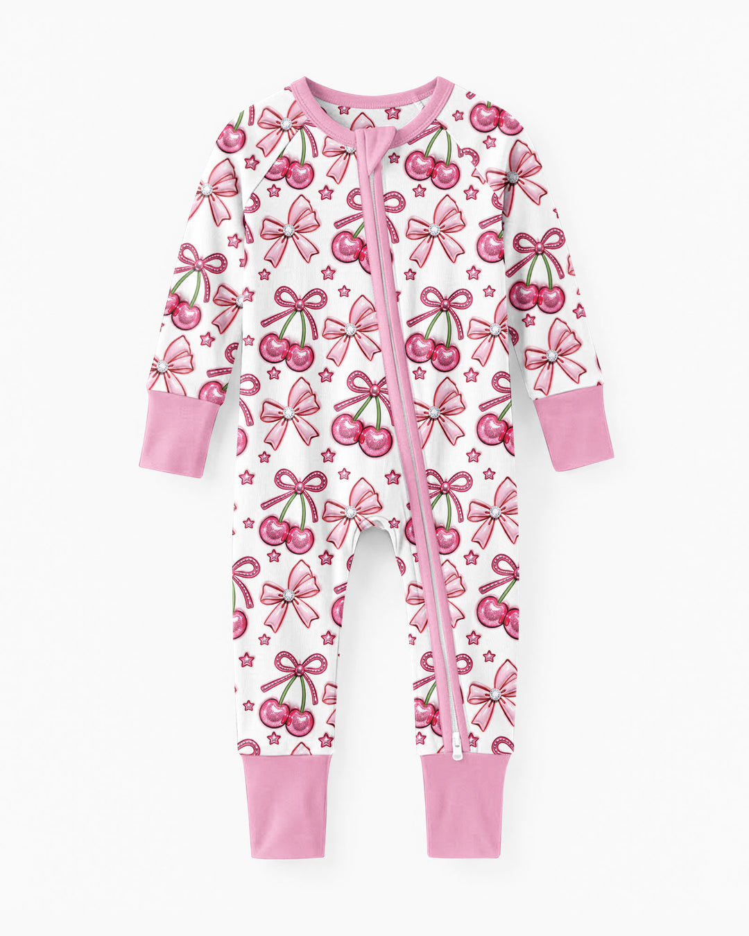 Pink Glitter Cherry Bows Bamboo Convertible Zippy