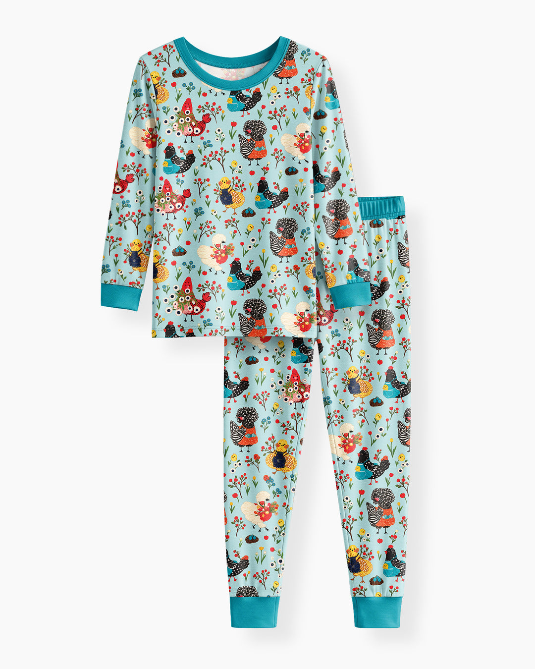 Chicken Garden Bamboo Two Piece Long Sleeve Pajama Set