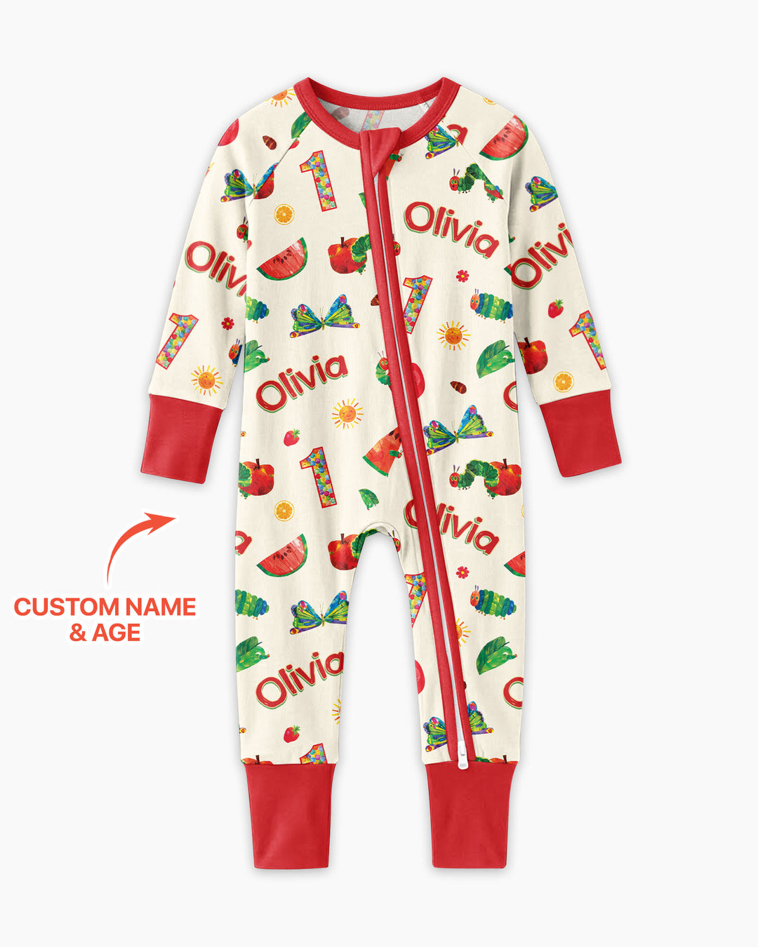 Custom Name and Age Birthday Of Very Hungry Caterpillar Bamboo Convertible Zippy
