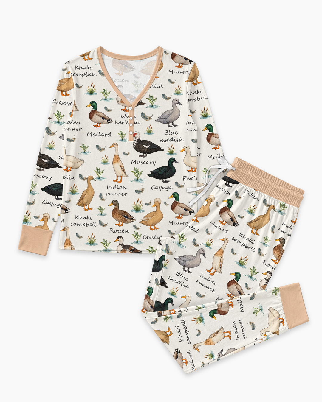 Farm Duck Species Bamboo Women Pajama Set