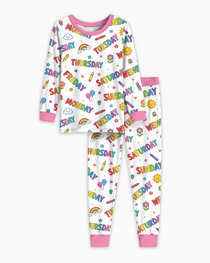 Days of the Week Bamboo Two Piece Long Sleeve Pajama Set