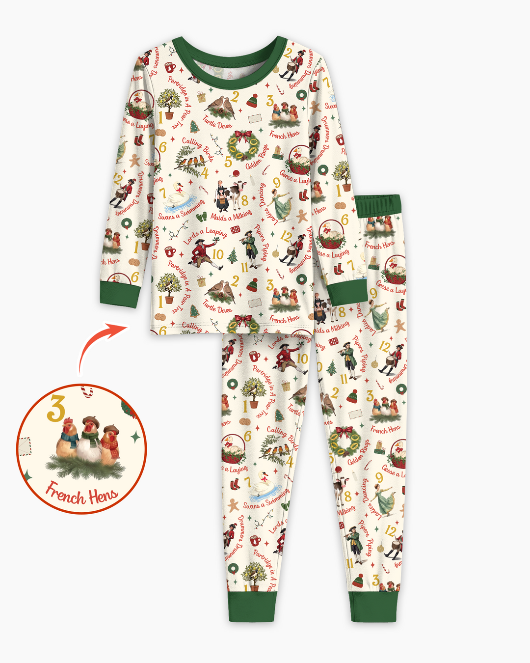 12 Days of Christmas Bamboo Two Piece Long Sleeve Pajama Set