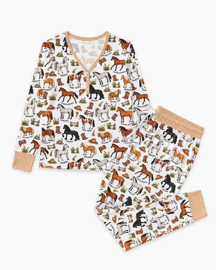 Types Of Horses Bamboo Women Pajama Set