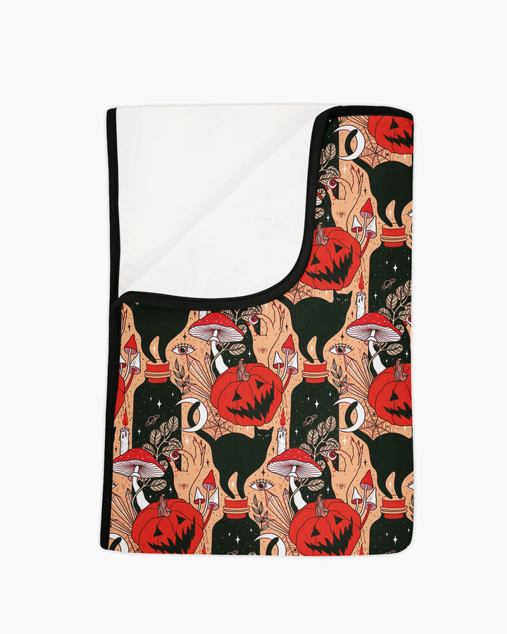Black Cat And Pumpkin Halloween Bamboo Blanket