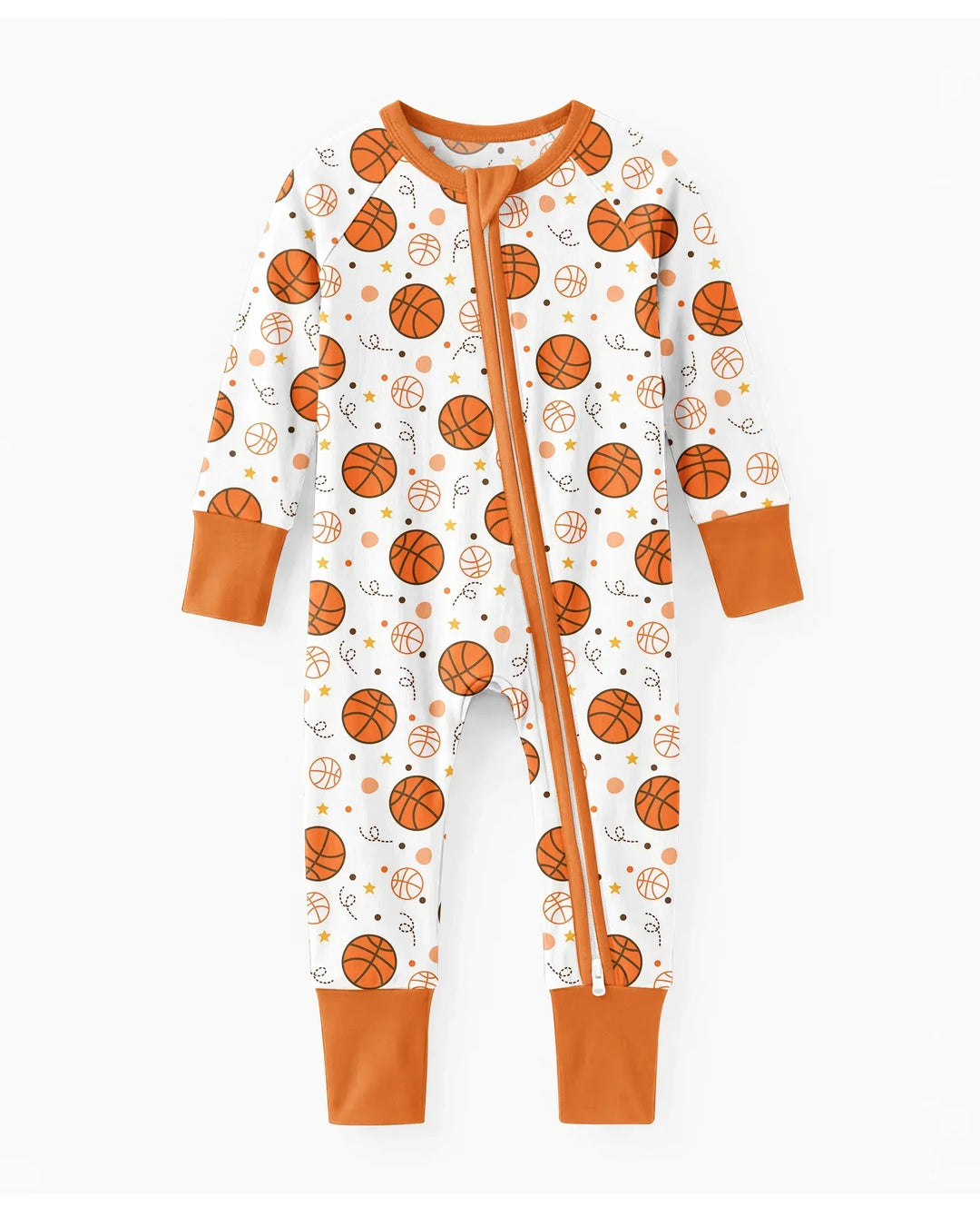 Orange Basketball Bamboo Convertible Zippered Romper