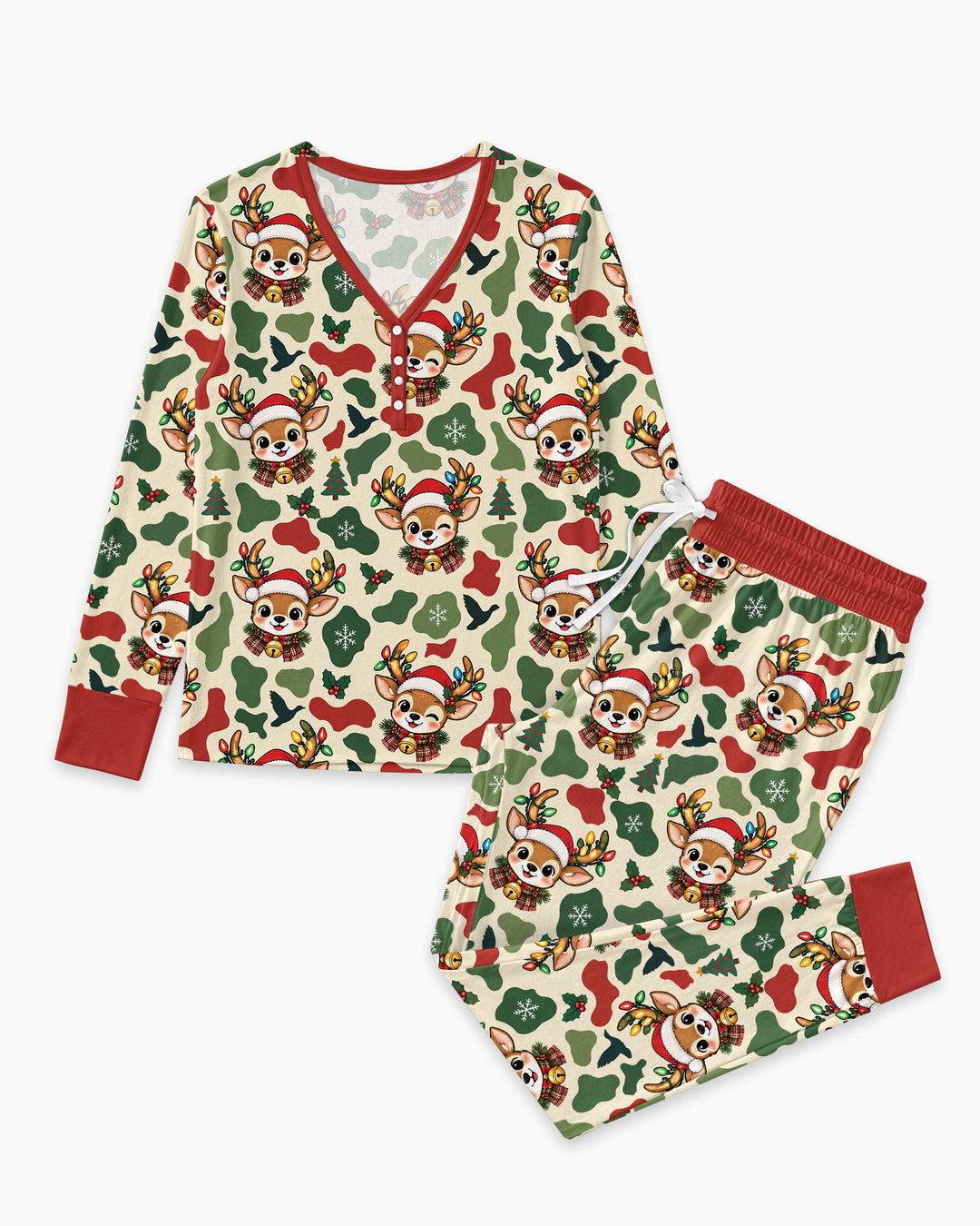 Christmas Deer Hunting Camo Bamboo Women Pajama Set
