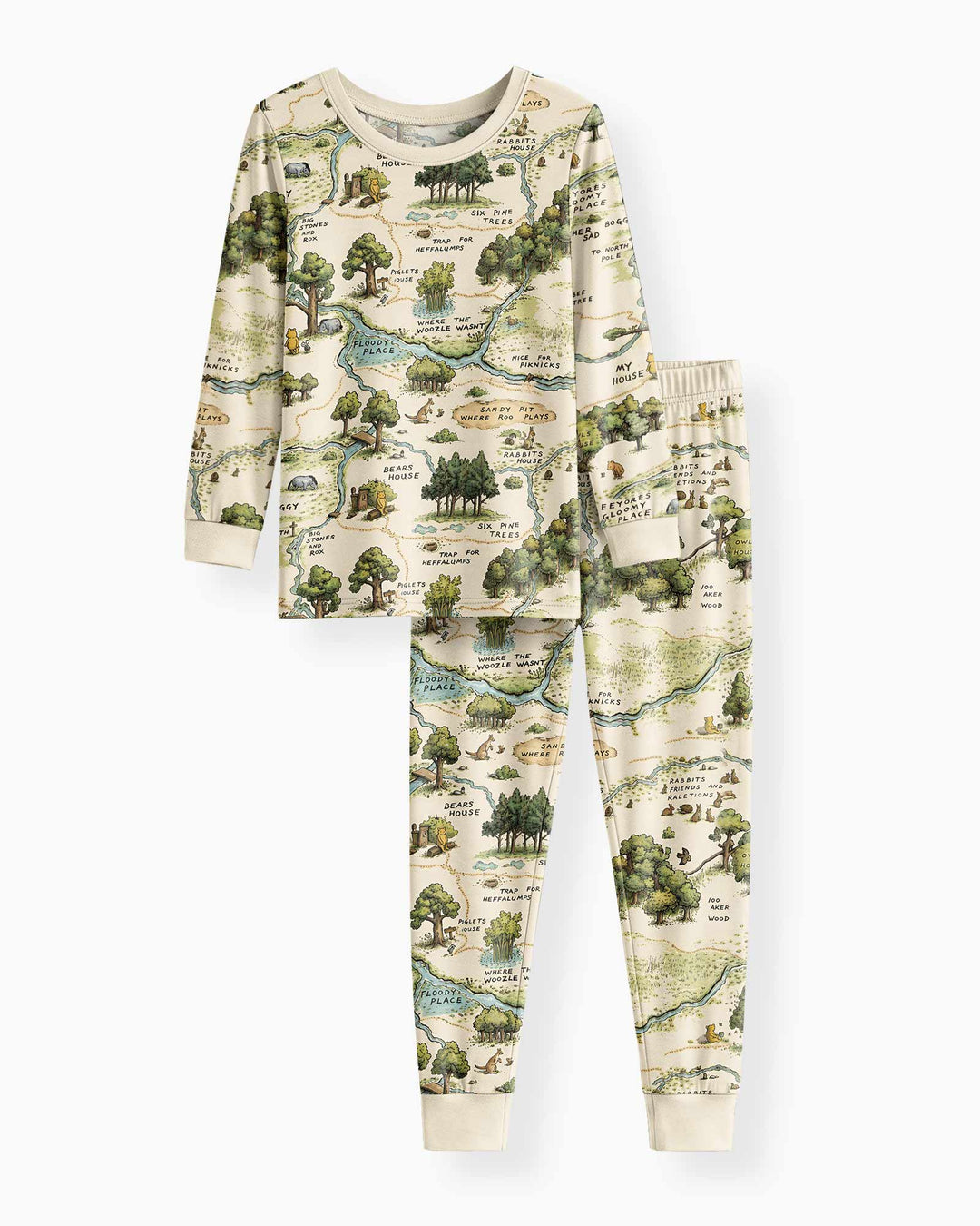 Classic Bear Maps Bamboo Two Piece Long Sleeve Pajama Set