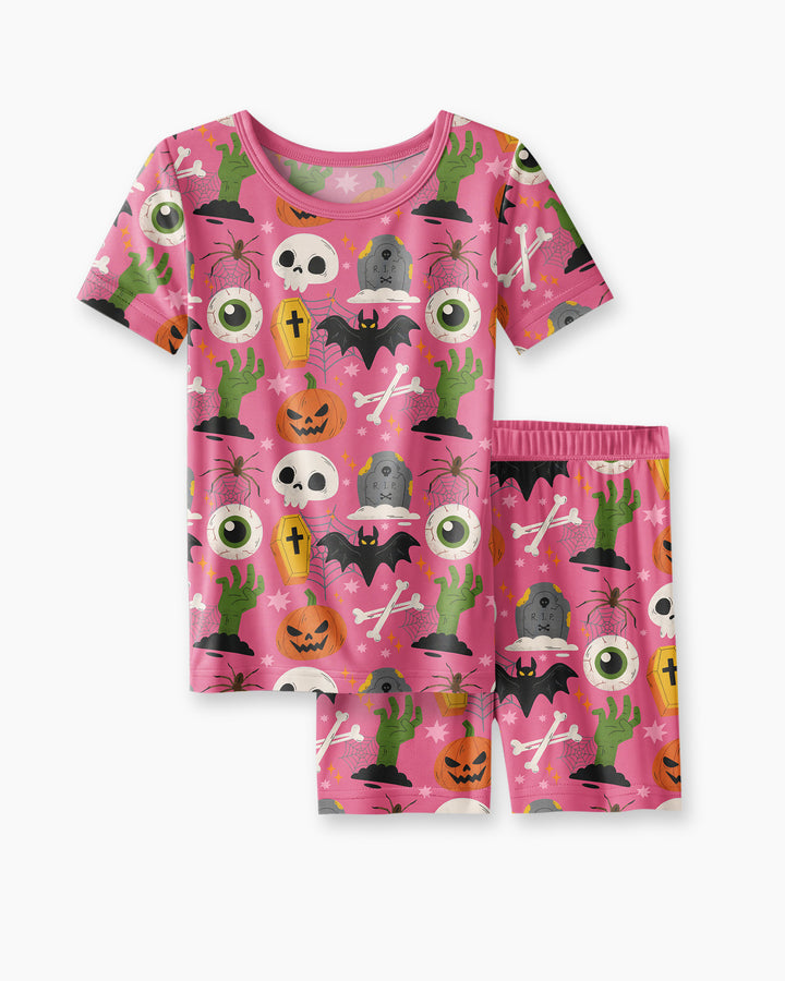 Little Monsters Bambus Zweiteiliger Schlafanzug mit kurzen Ärmeln und Shorts für Halloween