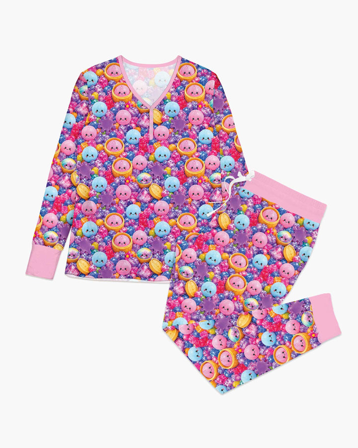 Rainbow Glitter Dumplings Bamboo Women Pajama Set