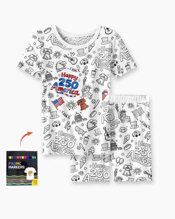 Schlafanzug-Set zweiteilig, kurze Ärmel, kurze Hose, Bambus