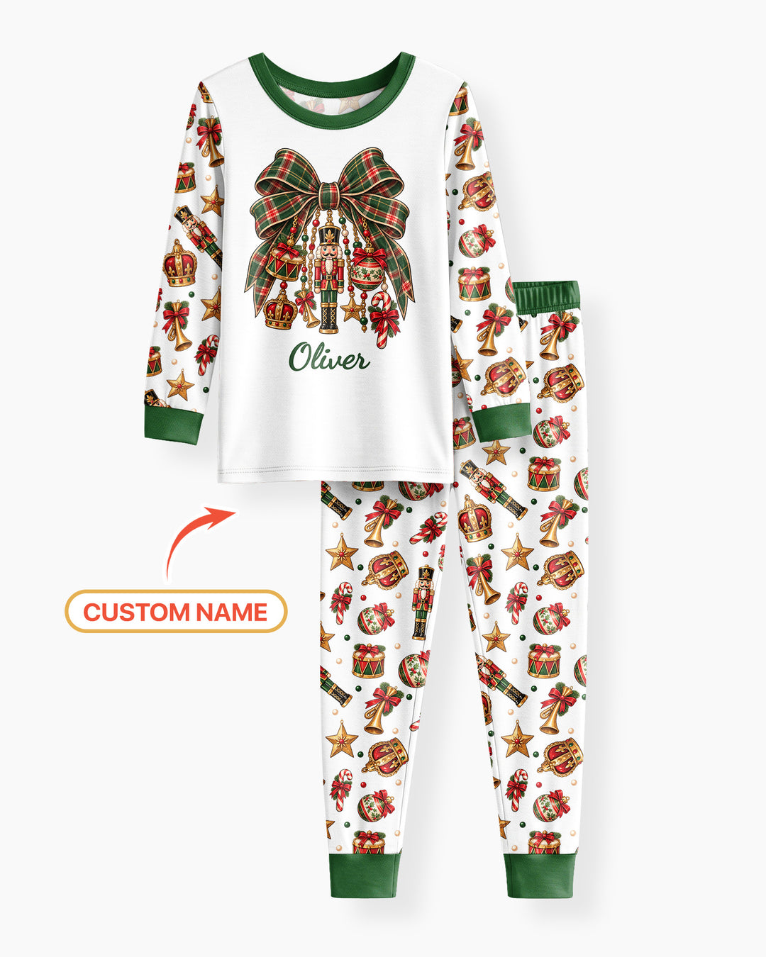 Custom Name Nutcracker The Bow Bamboo Two Piece Long Sleeve Pajama Set