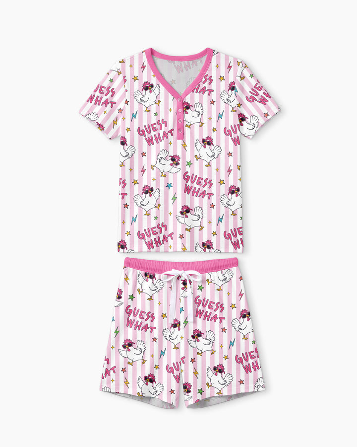 Guess What? Chicken Butt! Bamboo Women Short Sleeve Short Pajama Set