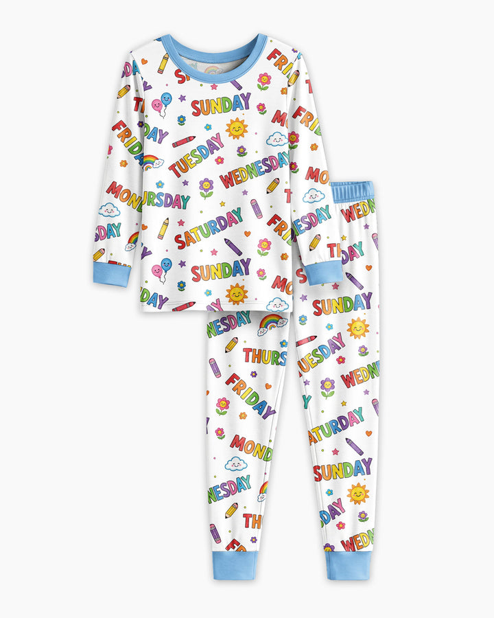 Days of the Week Bamboo Two Piece Long Sleeve Pajama Set