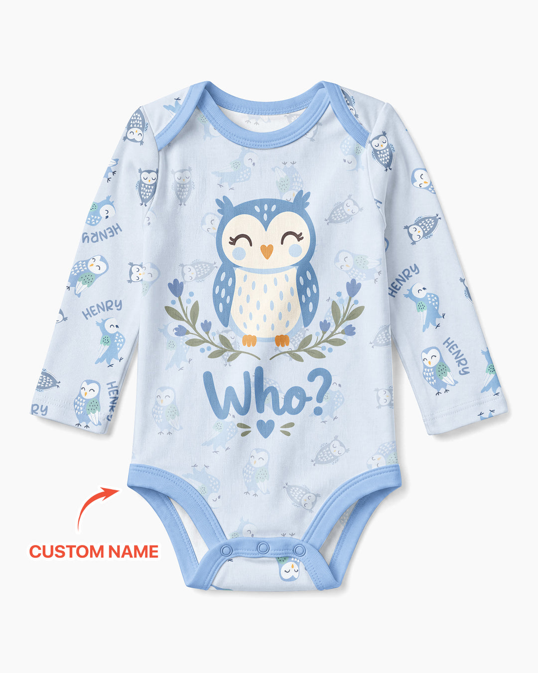 Custom Name Twin Owl Who's Who Bamboo Bodysuit