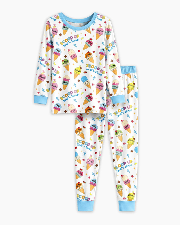 Zweiteiliges Langarm-Pyjama-Set mit Sommerfrüchten