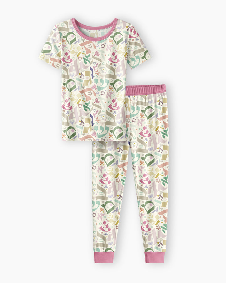 Hebrew Harmony Family Matching Bamboo Two Piece Short Sleeve Pajama Set