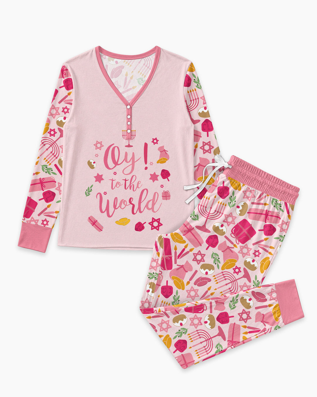 Oy to the World Hanukkah Bamboo Women Pajama Set