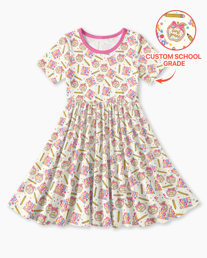 Custom School Grade First Day Cutie Bamboo Twirl Dress